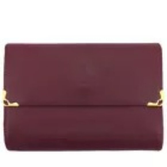 Cartier Trifold Wallet Bordeaux x Leather Authentic Used - Picture 1 of 13